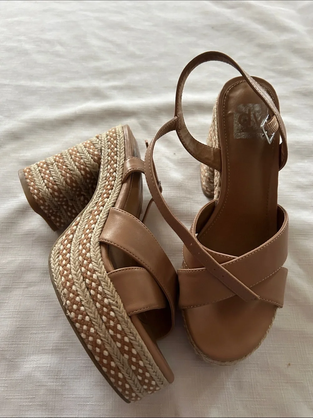 Dolce Vita Tan Cross-Strap Wedge Sandals